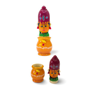 Etikoppaka Pasupu Kumkuma Kundalu Set (Handcrafted Wooden Pots)